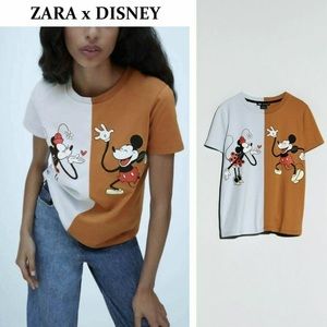 Zara Disney Women's Mickey and Minnie Mouse Short Sleeve Tee